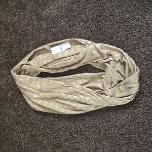 NEW Ann Taylor Loft Gold Beige Stripe Infinity Scarf